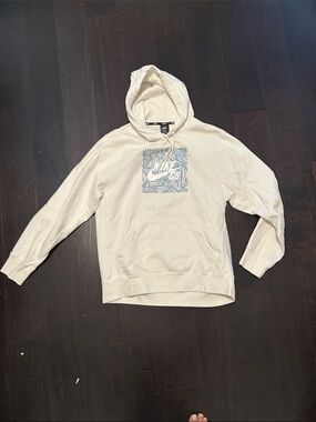 Nike white Hoodie with Blue Nike SB Graphic